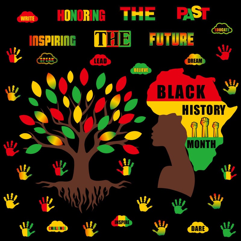 Outus 91 Pcs Black History Month Decorations for Classroom Bulletin Board Decorations Bulletin Board Cutouts Sets Wall Diversity Poster African American Celebration for Kids Educational Decor - Image 1