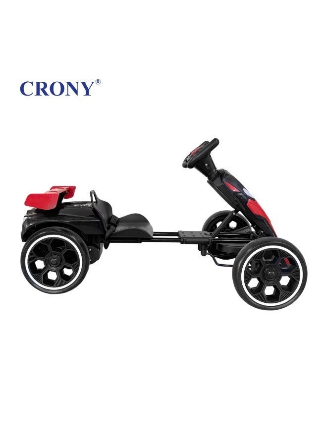 Crony T3 Kids Electric Go-Kart Ride-On Toy with Remote Control, Spider-Man Theme,CRONY T3 Kids Electric Go Kart with Remote Control - Spider-Man Style Ride-On Toy Car for Toddlers, 4-Wheel Battery Powered Drift Kart with LED Headlights, Adjustable Seat Belt & Parental Safety Remote, Fun Outdoor Electric Vehicle for Boys & Girls Aged 2-6 Years Old, Red & Blue Superhero Racing Car for Active Play,Black Spider - Image 1