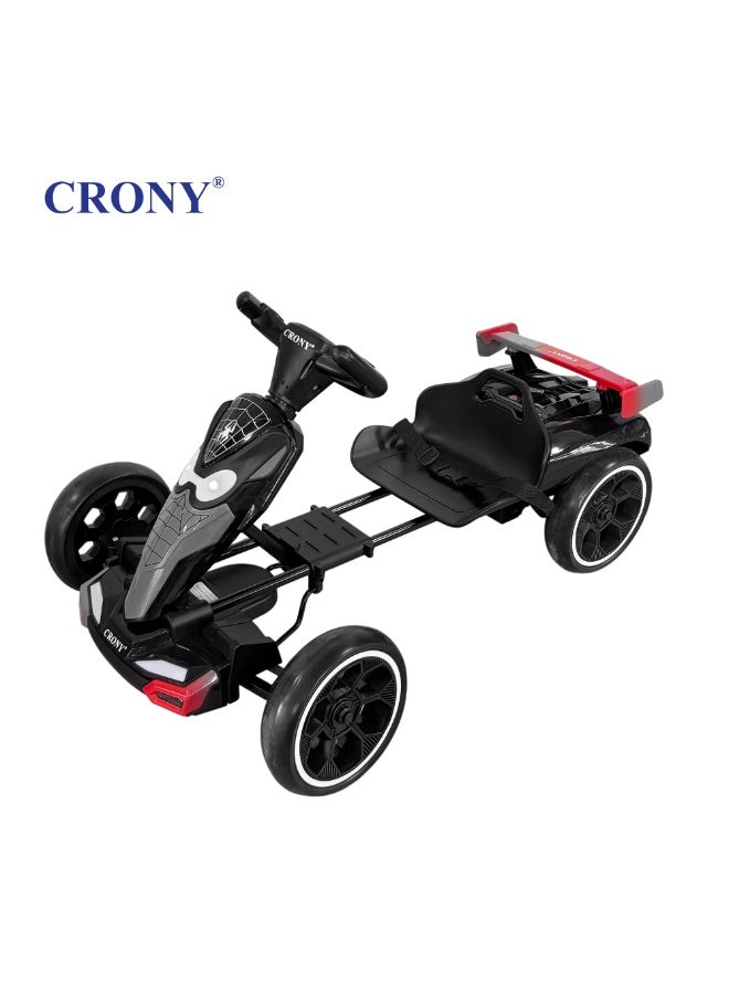 Crony T3 Kids Electric Go-Kart Ride-On Toy with Remote Control, Spider-Man Theme,CRONY T3 Kids Electric Go Kart with Remote Control - Spider-Man Style Ride-On Toy Car for Toddlers, 4-Wheel Battery Powered Drift Kart with LED Headlights, Adjustable Seat Belt & Parental Safety Remote, Fun Outdoor Electric Vehicle for Boys & Girls Aged 2-6 Years Old, Red & Blue Superhero Racing Car for Active Play,Black Spider - Image 3