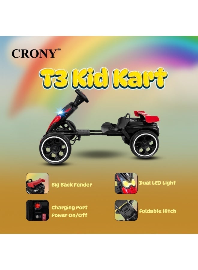 Crony T3 Kids Electric Go-Kart Ride-On Toy with Remote Control, Spider-Man Theme,CRONY T3 Kids Electric Go Kart with Remote Control - Spider-Man Style Ride-On Toy Car for Toddlers, 4-Wheel Battery Powered Drift Kart with LED Headlights, Adjustable Seat Belt & Parental Safety Remote, Fun Outdoor Electric Vehicle for Boys & Girls Aged 2-6 Years Old, Red & Blue Superhero Racing Car for Active Play,Black Spider - Image 5