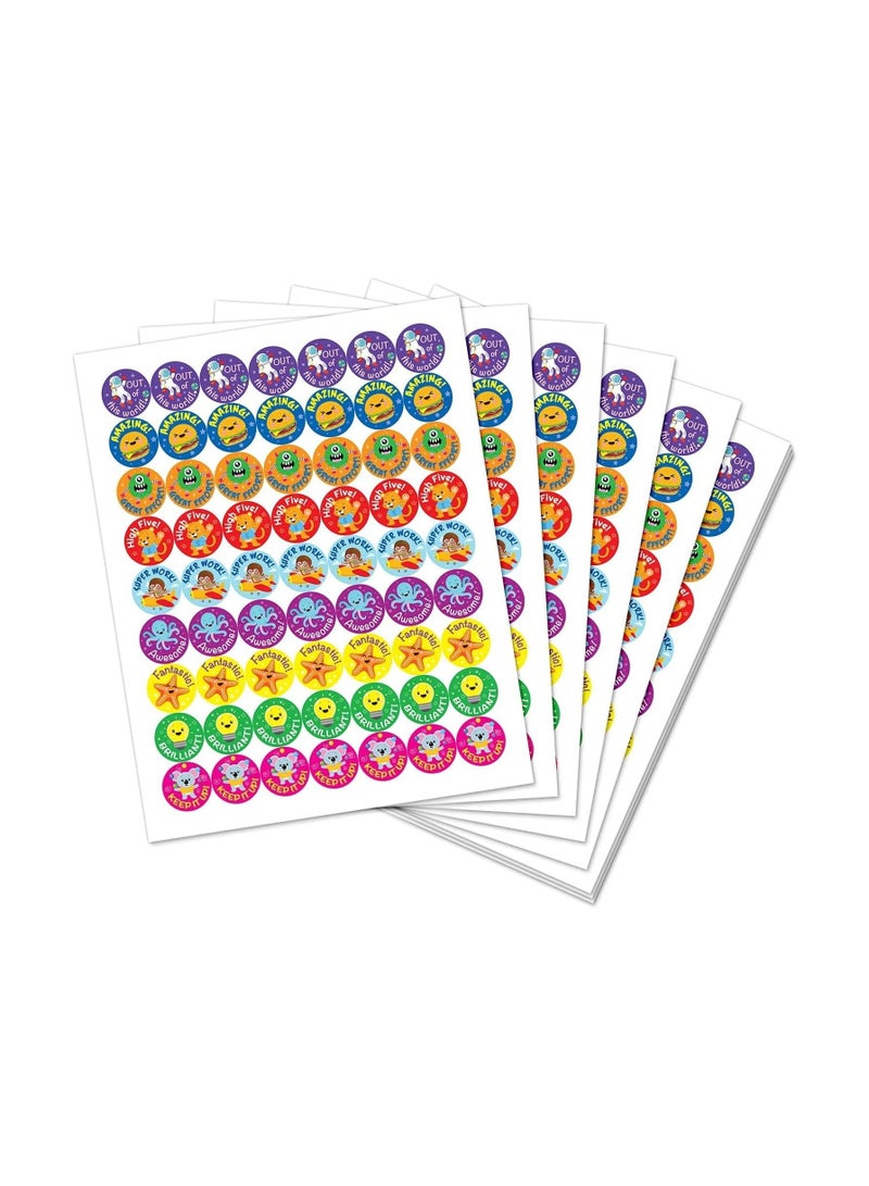 Sea shapes circle sticker to reward students School stickers, 1008 stickers for children in 9 designs, school stickers 2.6 cm, school stickers on paper Teachers' supplies in the classroom, printing Up - Image 2