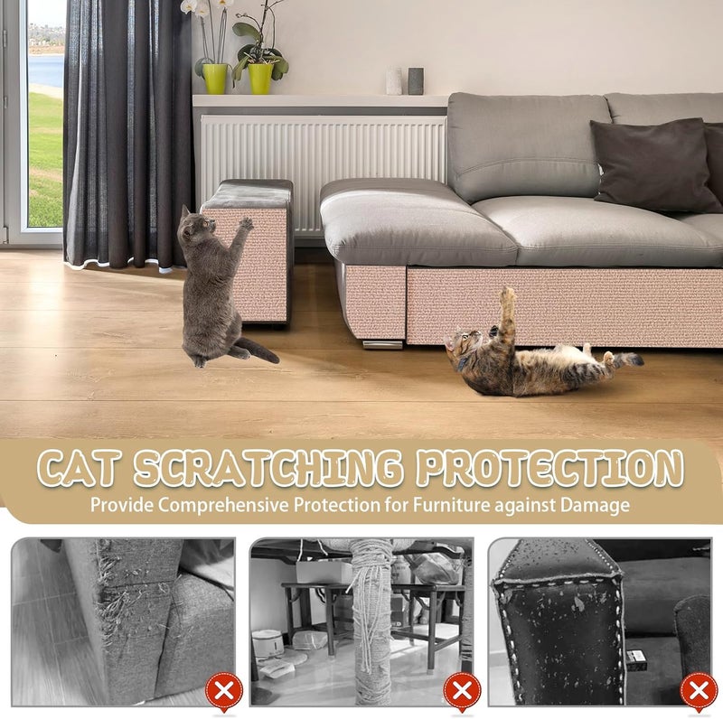 LSGCQ Climbing Cat Scratcher Mat Trimmable Cat Scratching Post Carpet 78.7’’x15.8’’ Self Adhesive Carpet Mat Pad Replacement for Cat Tree Shelves Post Couch Wall Furniture Steps DIY Protector (Beige) - Image 5