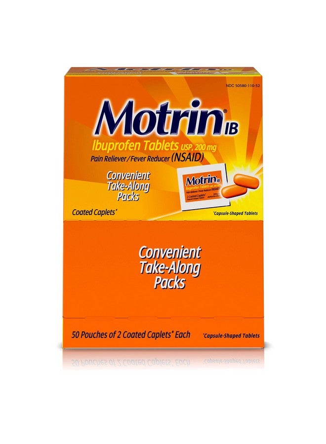 Motrin Motrin IB, Unit Dose Box of 100 (50 Packs of 2) Coated Caplets, 200mg Ibuprofen