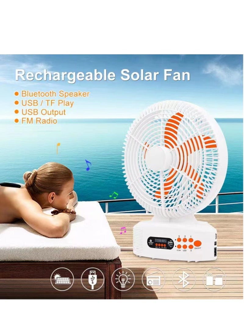Easy Power Rechargeable 12 Inch Desktop Electric Solar Fan  With Speaker,led Lights & Solar Panel  - Image 3
