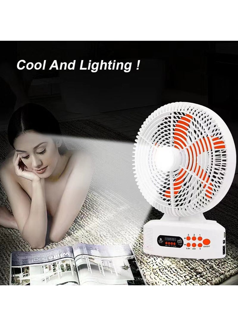 Easy Power Rechargeable 12 Inch Desktop Electric Solar Fan  With Speaker,led Lights & Solar Panel  - Image 4