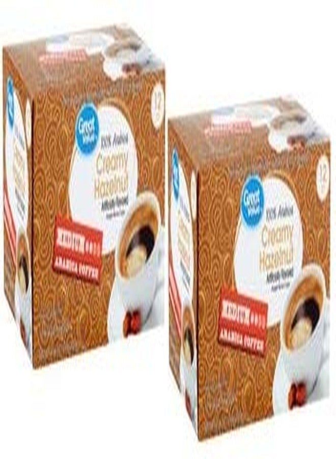 Great Value 100% Arabica Creamy Hazelnut Coffee Pods, Medium Roast, 12 Count- 0.34 oz each (Pack of 2) - Image 1