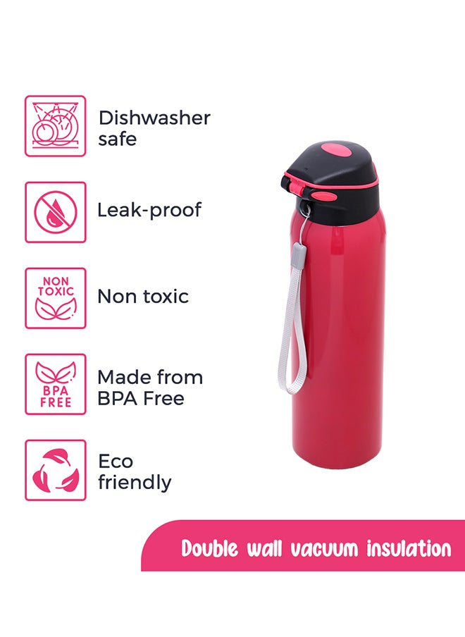Eazy Kids Double Wall Insulated School Water Bottle - Pink, 500 ML  - Image 3