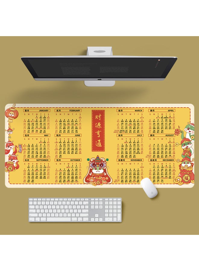 2025 Year Of The Snake Calendar Mouse Pad Super Large Non-slip Washed Gift Office Desk Calendar Calendar Monthly Calendar Table Pad Wholesale-Color:900*400*2mm-Pattern:Annual Calendar - Financial Resources And Prosperity  - Image 1