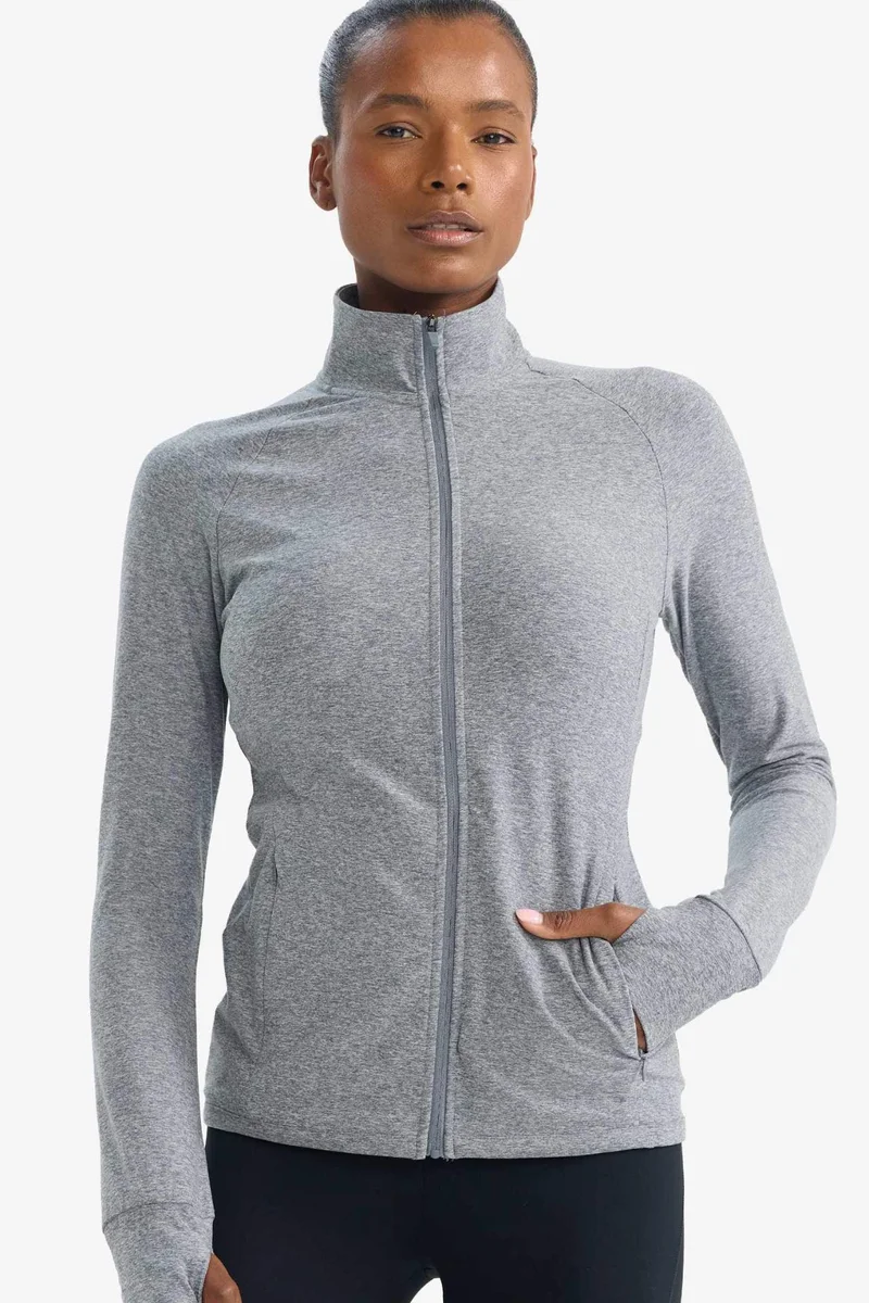 ديفاكتو Slim Fit High Neck Zip up Sports Top Sweatshirt
