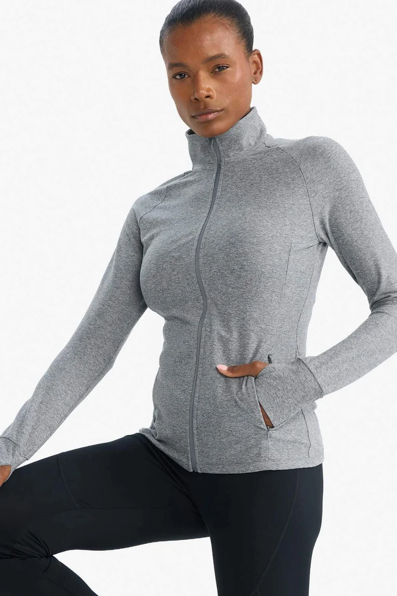 Defacto  Slim Fit High Neck Zip up Sports Top Sweatshirt for Women | Best Price UAE