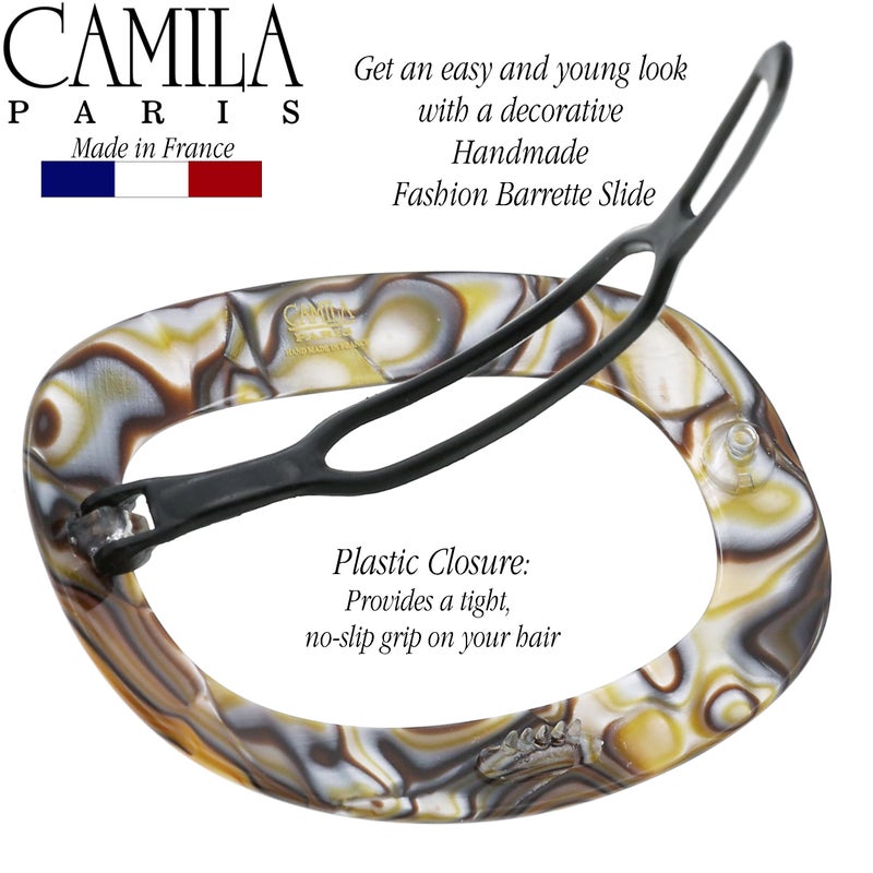 Camila Paris CP3355 French Hair Barrette Clip for Women, Handmade, Onyx, Slide-in Metal-Free Closure, Strong Hold Grip Hair Clips for Girls, No Slip Durable Styling Hair Accessories, Made in France - Image 5