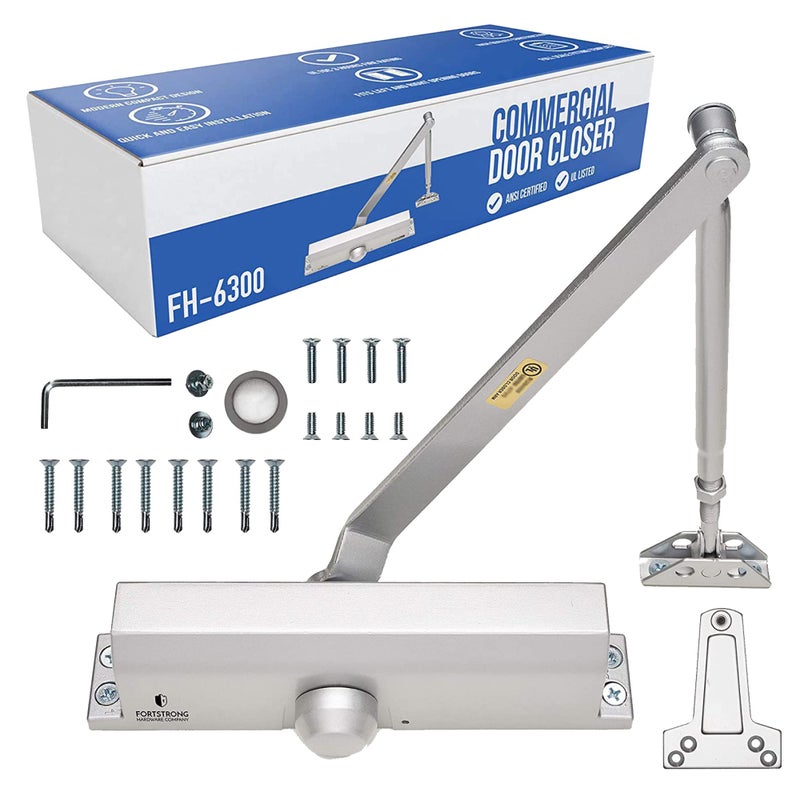 FORTSTRONG Commercial Door Closer (Silver) - Automatic Door Closer - UL Listed Grade 1 ADA Hydraulic Door Closers Certified - FS-6300 - Image 1