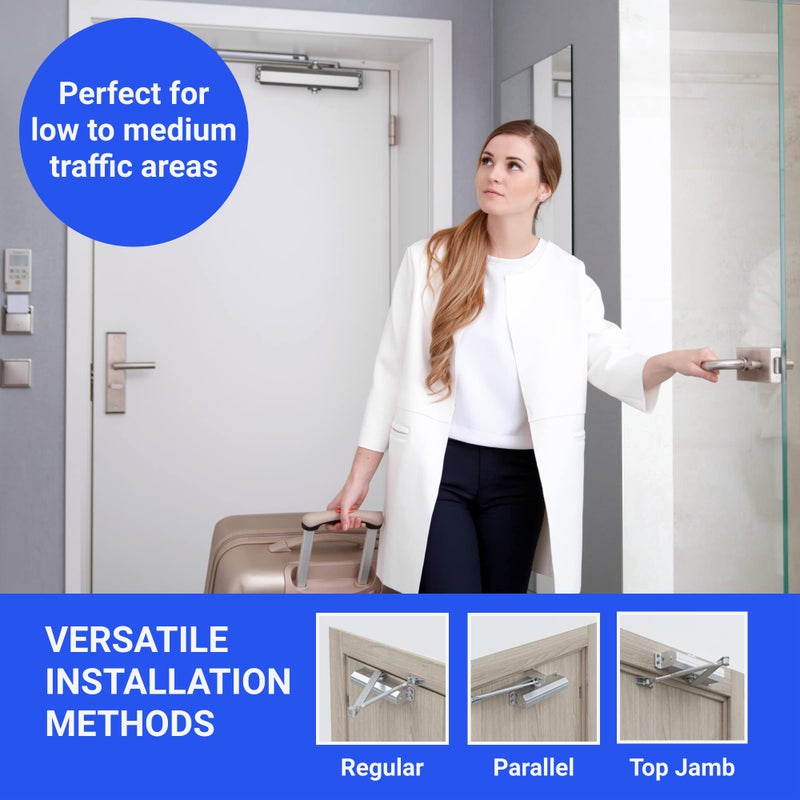 FORTSTRONG Commercial Door Closer (Silver) - Automatic Door Closer - UL Listed Grade 1 ADA Hydraulic Door Closers Certified - FS-6300 - Image 4
