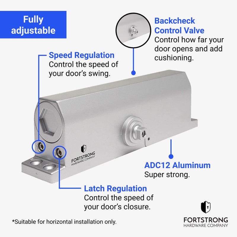 FORTSTRONG Commercial Door Closer (Silver) - Automatic Door Closer - UL Listed Grade 1 ADA Hydraulic Door Closers Certified - FS-6300 - Image 3