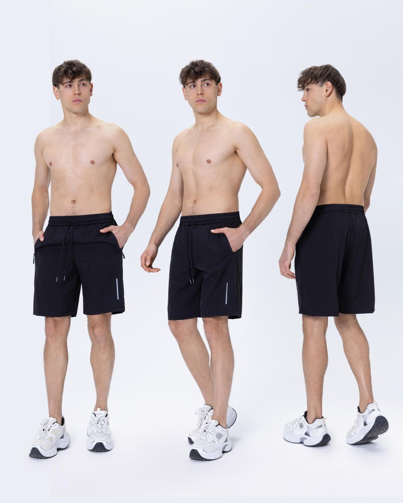 JWJ 3 Pack Mens Athletic Gym Workout Shorts Lightweight Quick Dry 9 inch Inseam Running Shorts for Men Activewear Basketball Short with Zipper Pockets Black Dark Grey Army XL - Image 2
