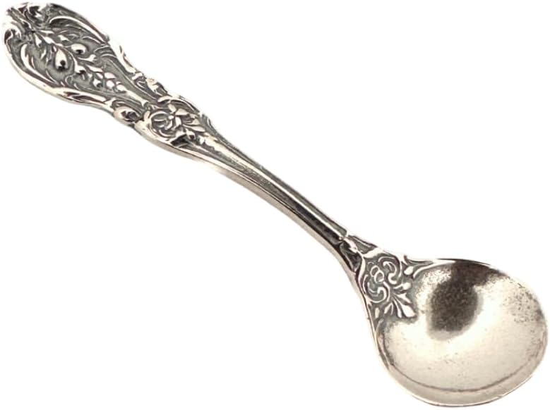 APOLEEA 925 Sterling Silver Small Salt Spoon - Premium Quality 2.2" Ornate Floral Spoon - Beautiful Flower Designed Handle - Gift for Culinary Enthusiasts - Image 1