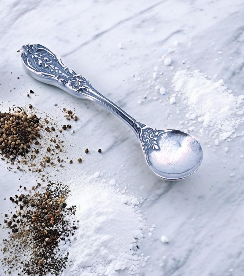 APOLEEA 925 Sterling Silver Small Salt Spoon - Premium Quality 2.2" Ornate Floral Spoon - Beautiful Flower Designed Handle - Gift for Culinary Enthusiasts - Image 4
