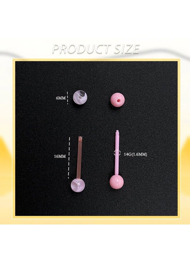 Kysppreu 48Pcs 14G Flexible Acrylic Straight Tongue Barbell Ring Retainer Candy Color Tongue Piercing Jewelry for Women Men 16mm Bar - Image 4