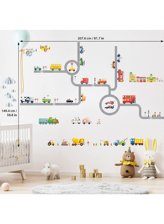 DECOWALL SG3-1404P1405 The Road and Cars Kids Wall Stickers Wall Decals Peel and Stick Removable Wall Stickers for Kids Nursery Bedroom Living Room (Medium) décor - Image 5