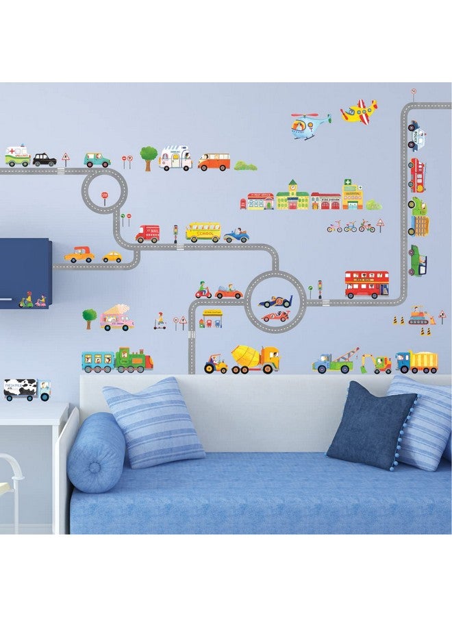 DECOWALL SG3-1404P1405 The Road and Cars Kids Wall Stickers Wall Decals Peel and Stick Removable Wall Stickers for Kids Nursery Bedroom Living Room (Medium) décor - Image 3