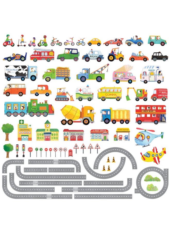 DECOWALL SG3-1404P1405 The Road and Cars Kids Wall Stickers Wall Decals Peel and Stick Removable Wall Stickers for Kids Nursery Bedroom Living Room (Medium) décor - Image 1