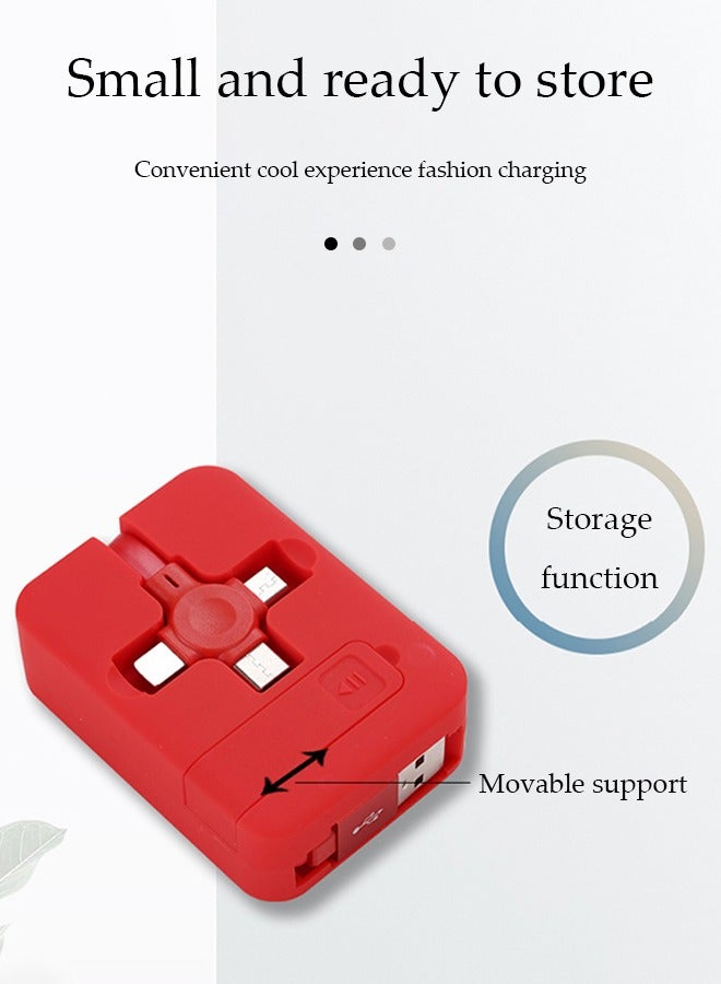 DUNISO 3 in 1 Retractable Charging Cable, smart chip USB fast charging cable, four adjustable lengths, with movable bracket, compatible with Android and Apple Typec models, 1M, red ﻿ - Image 4