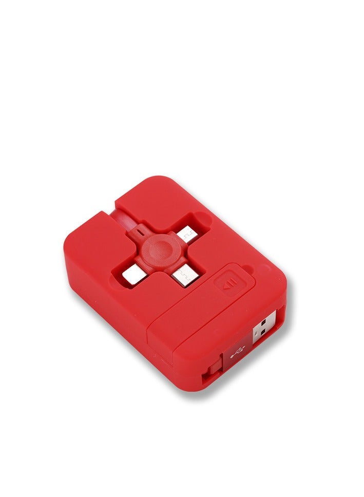 DUNISO 3 in 1 Retractable Charging Cable, smart chip USB fast charging cable, four adjustable lengths, with movable bracket, compatible with Android and Apple Typec models, 1M, red ﻿ - Image 1