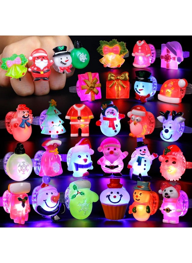FLY2SKY - Christmas Party Favors 25Pcs 3D Led Finger Lights For Kid & Adults Toys Light Up Rings Stocking Stuffers Party Favors Assorted Styles Gift Package No-Repeat Non Candy Gift New Version - Image 1