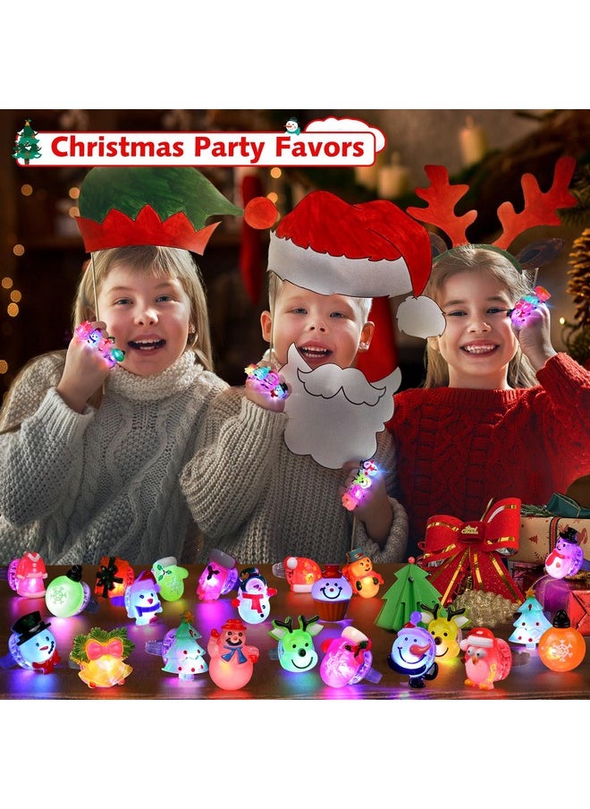 FLY2SKY - Christmas Party Favors 25Pcs 3D Led Finger Lights For Kid & Adults Toys Light Up Rings Stocking Stuffers Party Favors Assorted Styles Gift Package No-Repeat Non Candy Gift New Version - Image 1