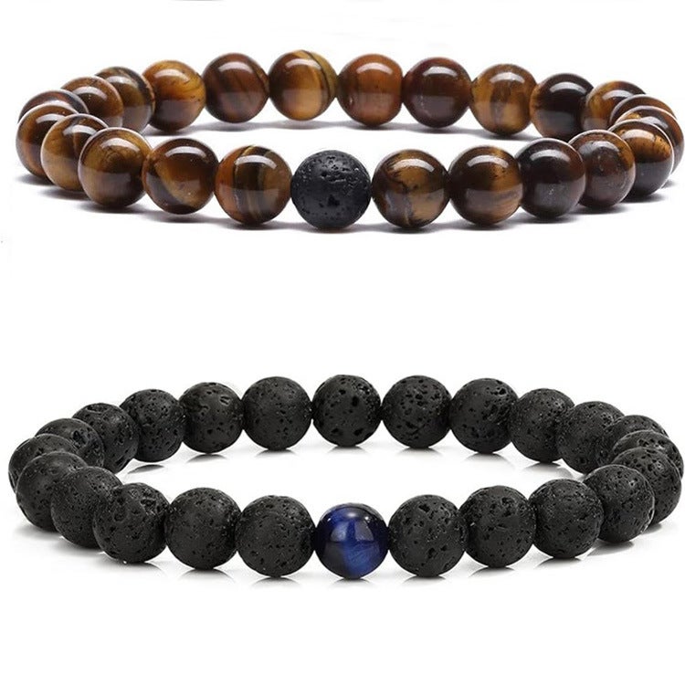 Bracelet Couple Couple Matching Gift Matte Agate 8Mm Beaded Stone (Elastic Red), Stone, - Image 1