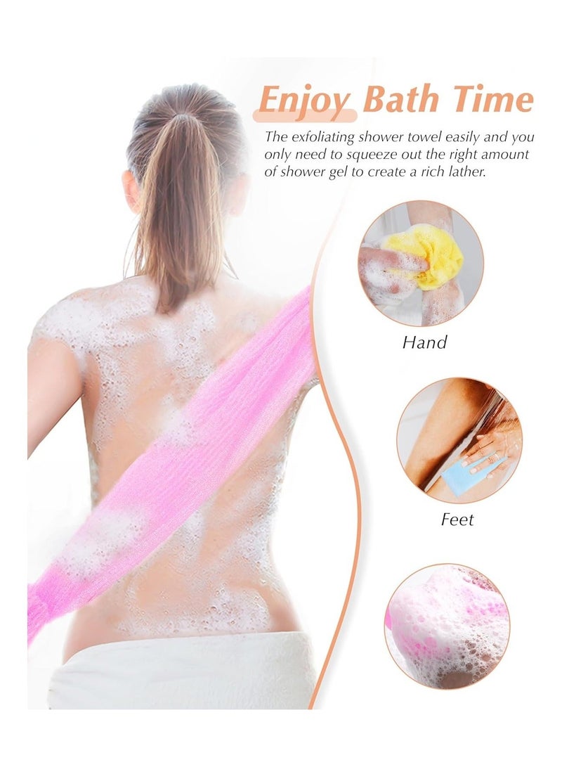Exfoliating Washcloth, 35 Inch 3 Colors Nylon Bath Exfoliating Towel for Shower, Colorful Japanese Washcloth, Exfoliating Body Scrubber  - Image 4