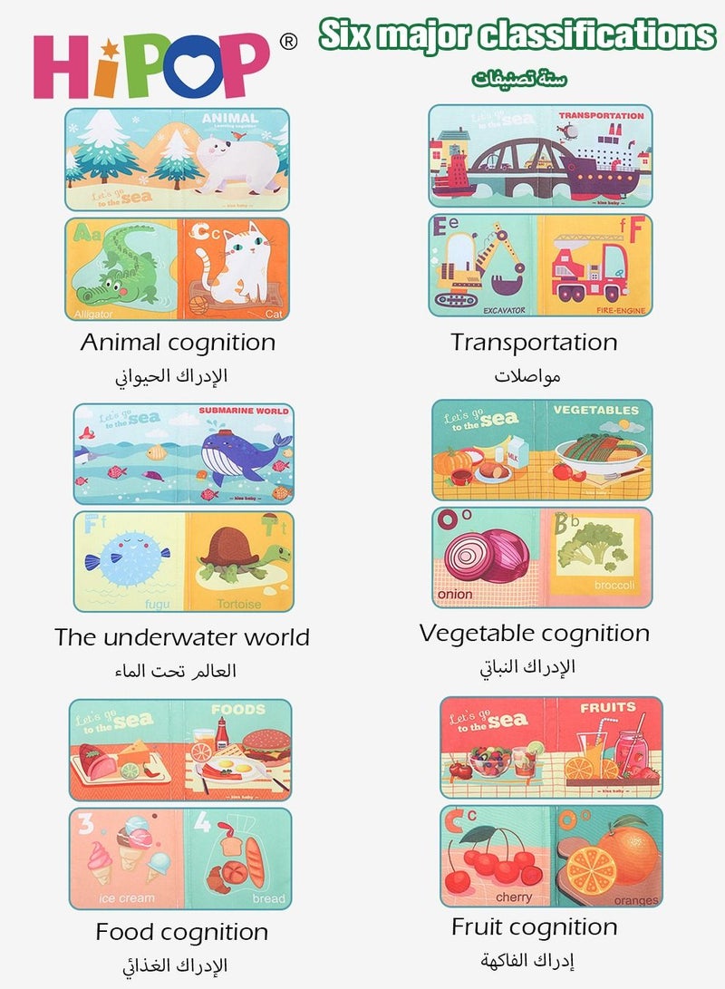 مجموعة 6 كتب قماش ناعمة للأطفال، كتاب قماش قابل للمس مع صوت الخشخشة للرضع، غير سامة ومقاومة للتمزق، ألعاب تعليمية مبكرة بمواضيع ستة، هدايا مثالية للأطفال الصغار.