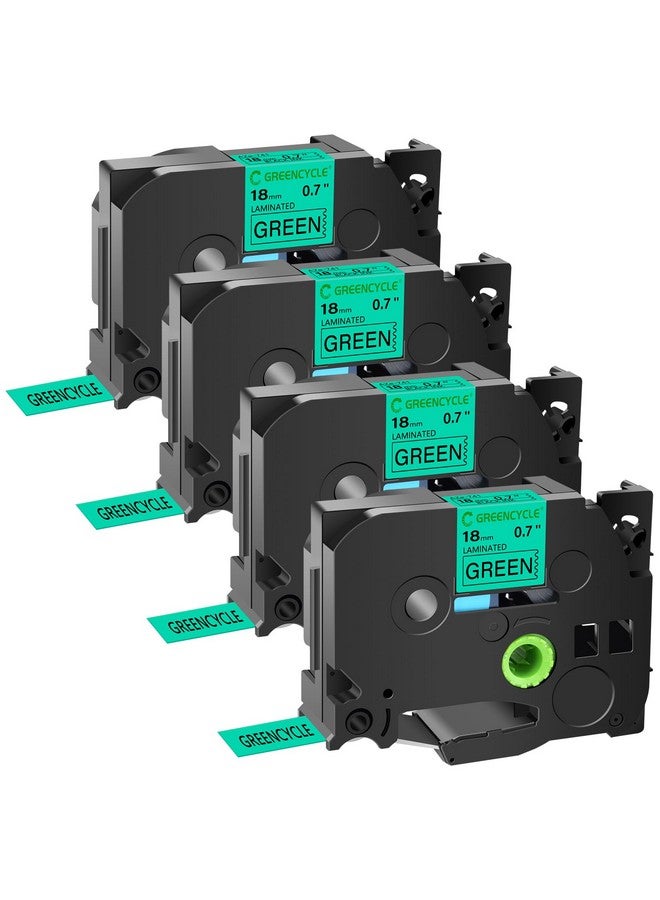 GREENCYCLE Compatible for Brother TZe-741 TZ741 AZE Tape 18mm 0.7 Inch 3/4" Black on Green Laminated Label Tape for PTD400, PTD400AD, PTD450, PTD600, PTP700, PTP710BT Label Makers, 4 Pack - Image 1