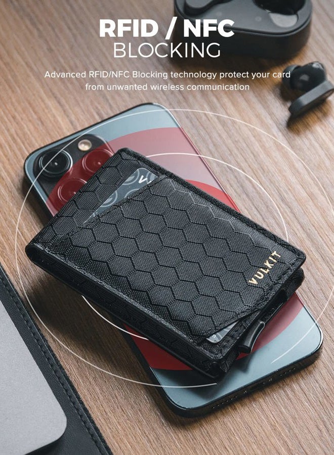 VULKIT Minimalist Wallet for Men Pop Up Card Holder Slim Tactical Bifold Wallets RFID Blocking Magnetic Closure Holds 8 Cards and Cash - Image 5