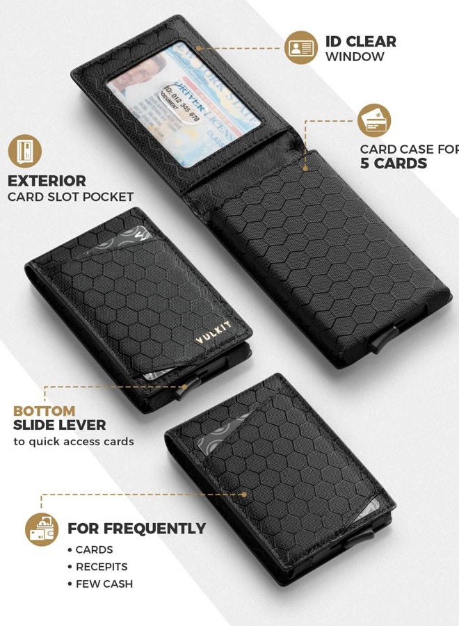 VULKIT Minimalist Wallet for Men Pop Up Card Holder Slim Tactical Bifold Wallets RFID Blocking Magnetic Closure Holds 8 Cards and Cash - Image 2