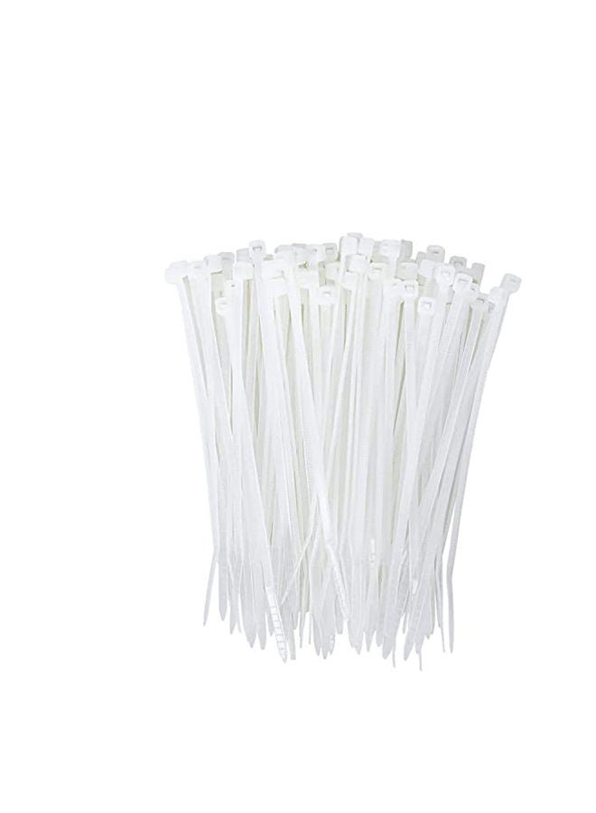 HASANAT ESSENTIALS أربطة بلاستيكية من Hasanat Essentials/أشرطة ربط الكابلات لإدارة الكابلات 200 × 2.5 مم عبوة من 100 قطعة باللون الأبيض