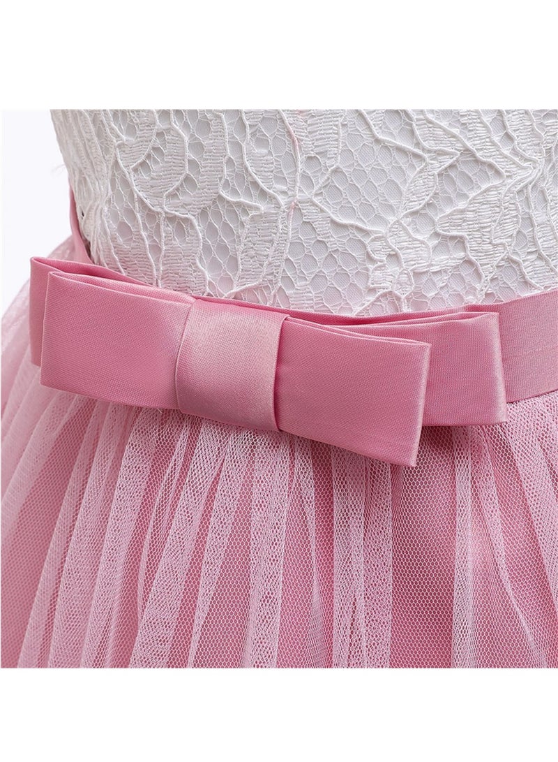 Girls' Dress Gauze Cake Pompadour Dress Bow Princess Hair band Dress Pink - Image 4