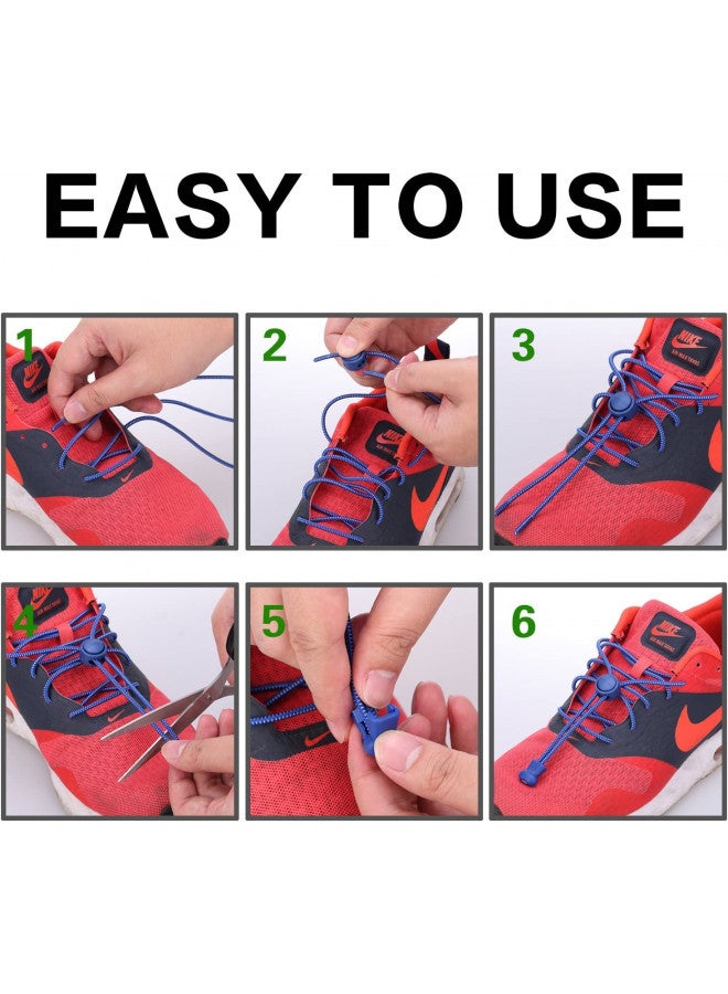 AIXMEET 5 Pairs Elastic No Tie Shoe Laces, shoe laces for sneakers, elastic shoe laces, shoe laces tieless, Heavy Duty No Tie Shoelaces for Kids and Adult, Shoe Laces for Running and Active Sports - Image 2
