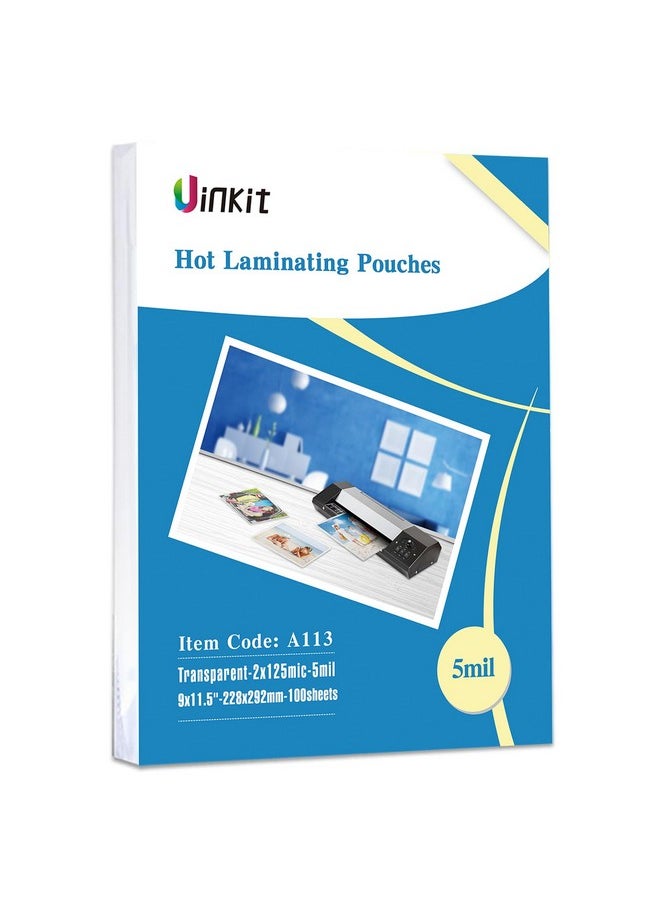 Uinkit Uinkit Hot Thermal Laminating Pouches 5Mil Thick 9x11.5 Inches Laminating Sheets for Sealed Letter Size 8.5x11inches Photo and Documents 100 Pack Clear Laminated Paper  - Image 1