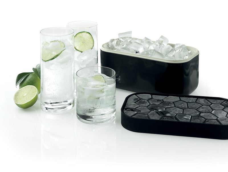 Lku Ice Box  Ice Cube Tray For Freezer With Lid  Bin  Made With 100 Percent Platinum Silicone  Elegant And Retro Style Ice Cubes  For Cocktails Ice Tea  Coffee And More  Black