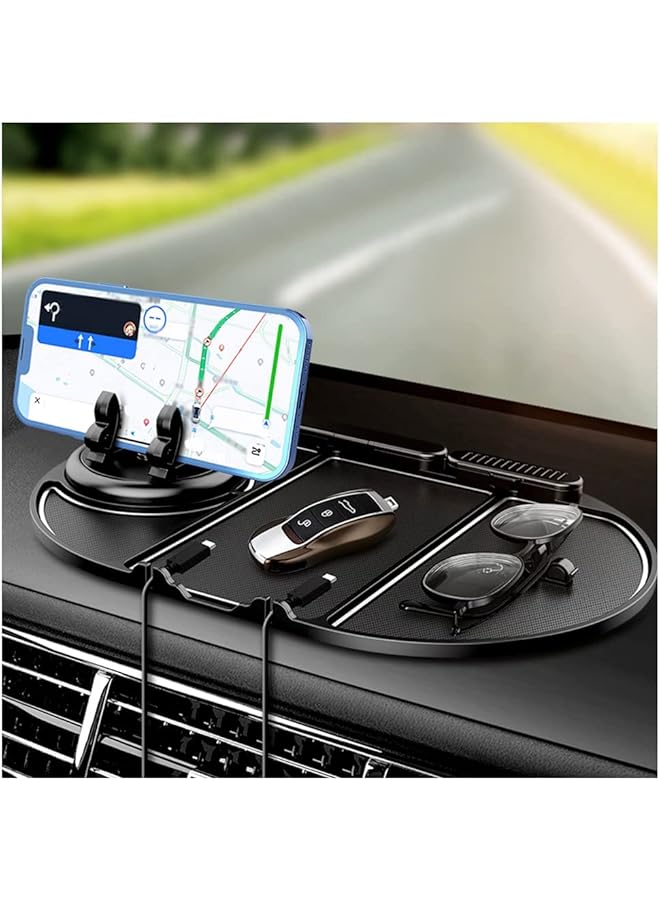 SYOSI Car Dashboard Anti Skid Mat, 6 In 1 Anti Skid Car Dashboard Sticky Pad With Phone Holder, Car Air Fresheners, Sunglasses Holder, Charger Holder, Phone Number Plate - Image 1