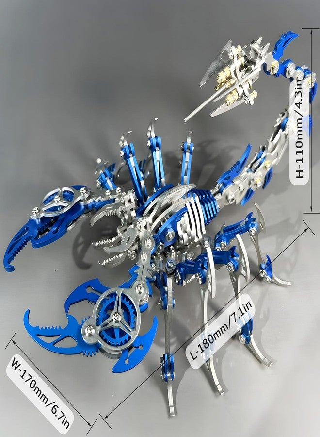 OreilleStar 3D Metal Scorpion Puzzles for Adults: 3-D Puzzles Metal Model Kits to Build DIY Assembly Mechanical Puzzle Building Block Toys with Tool Brain Teaser Craft for Home Decor (Metal Scorpion-Blue) - Image 2