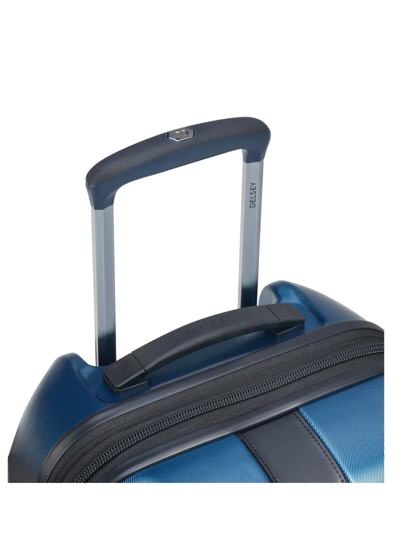 DELSEY Paris Promenade Hard 2.0 55cm Hardcase 4 Double Wheel Expandable Cabin Luggage Trolley Blue