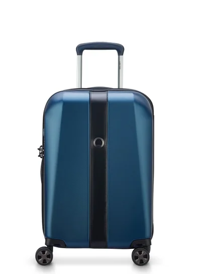 DELSEY Paris Promenade Hard 2.0 55cm Hardcase 4 Double Wheel Expandable Cabin Luggage Trolley Blue