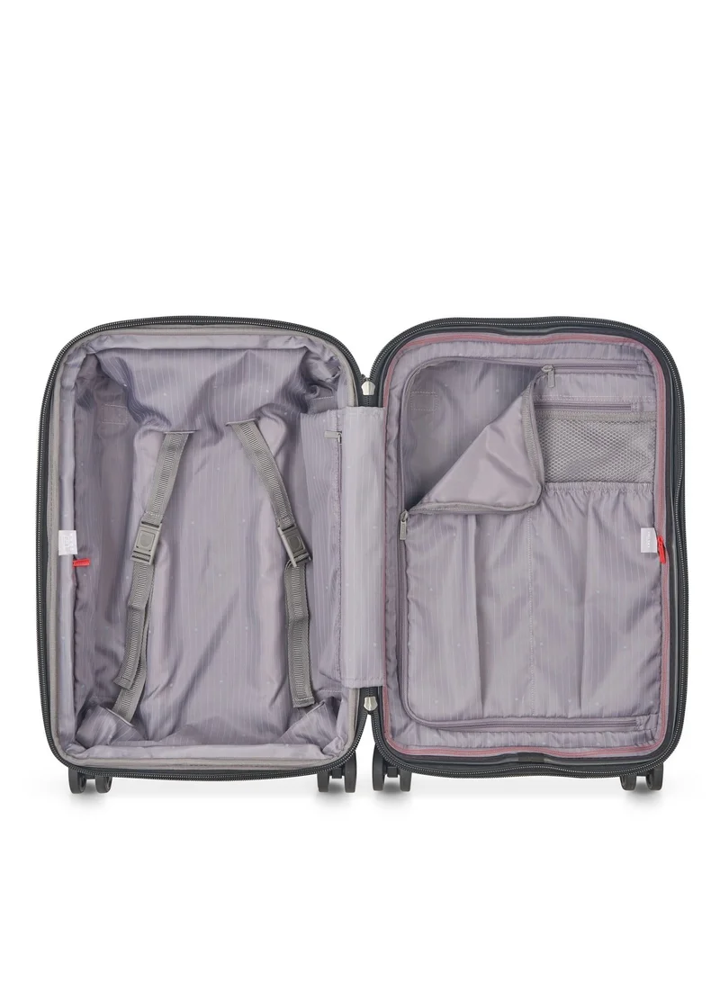 DELSEY Paris Promenade Hard 2.0 55cm Hardcase 4 Double Wheel Expandable Cabin Luggage Trolley Blue