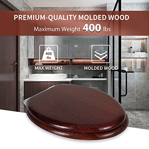 Angel Shield Elongated Wood Toilet Seat with Quiet Close,Easy Clean,Quick-Release Hinges(Elongated,Dark Walnut) - Image 5