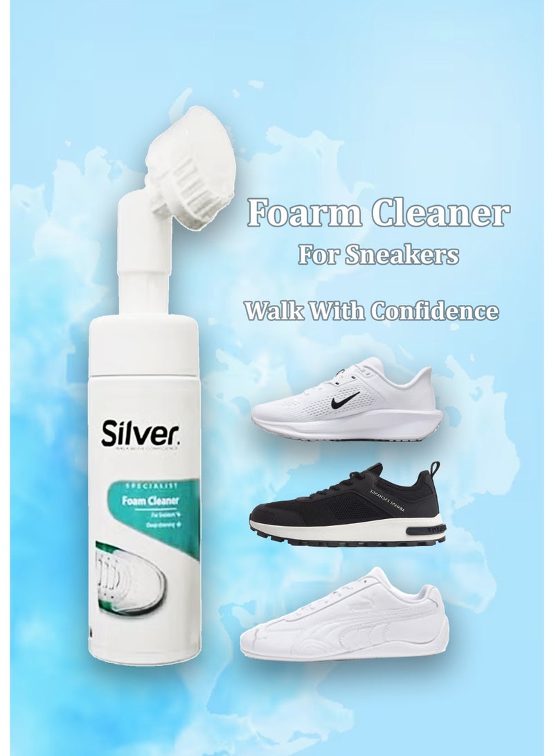 Silver Shoe Cleaning Kit: Deep-Cleansing Foam with Scrubber & 100 SoleClean Wipes - Image 2