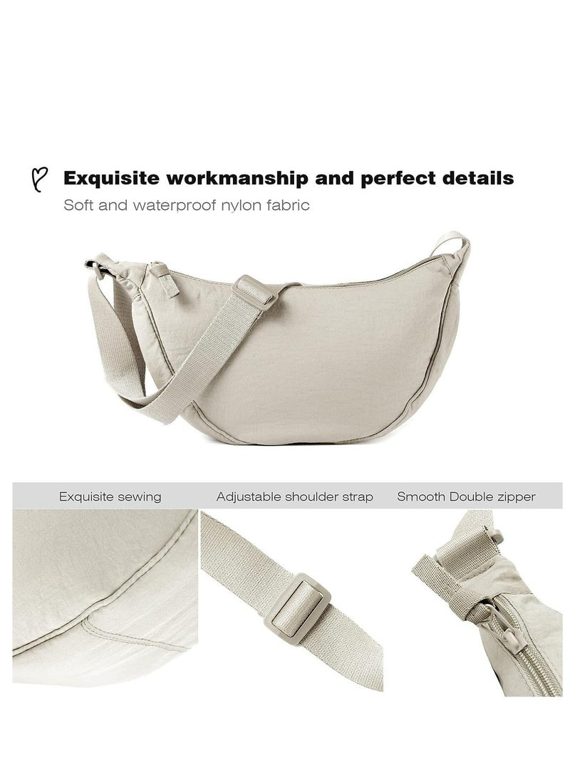 Nylon Crescent Crossbody Bag for Women Men, Lightweight Travel Sling Bag. - Image 3