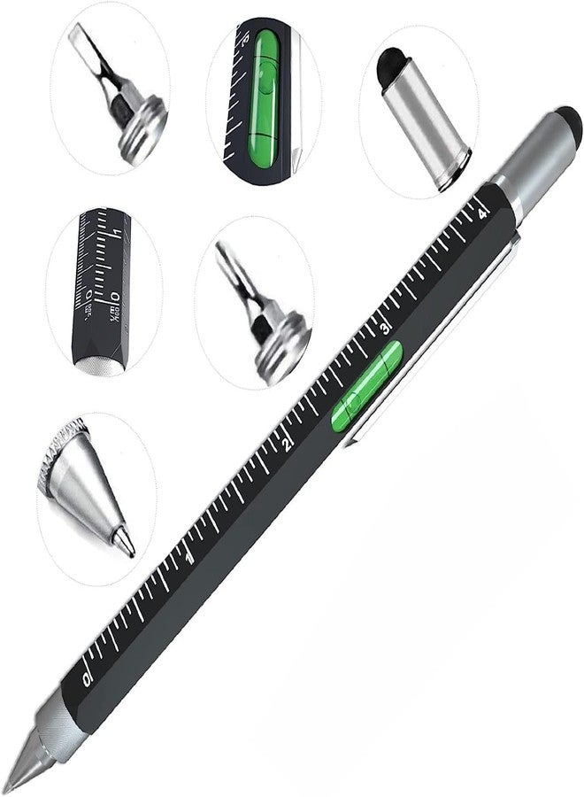 PRETOX Aluminium Unique 6 In 1 Pen Multitool With Ballpoint, Ruler, Screwdriver, Flat Head, Touch-Screen Stylus Pen Mini Multifunction Pen All-In-One Tech-Tool Pen With Refills (1Pcs Multi Color) - Image 2