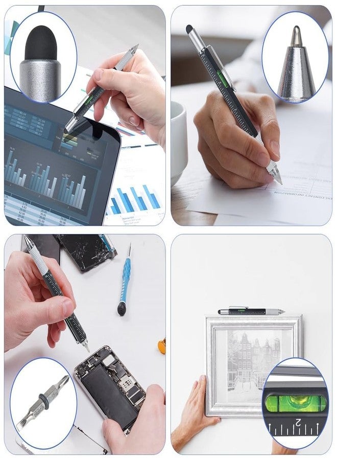 PRETOX Aluminium Unique 6 In 1 Pen Multitool With Ballpoint, Ruler, Screwdriver, Flat Head, Touch-Screen Stylus Pen Mini Multifunction Pen All-In-One Tech-Tool Pen With Refills (1Pcs Multi Color) - Image 5